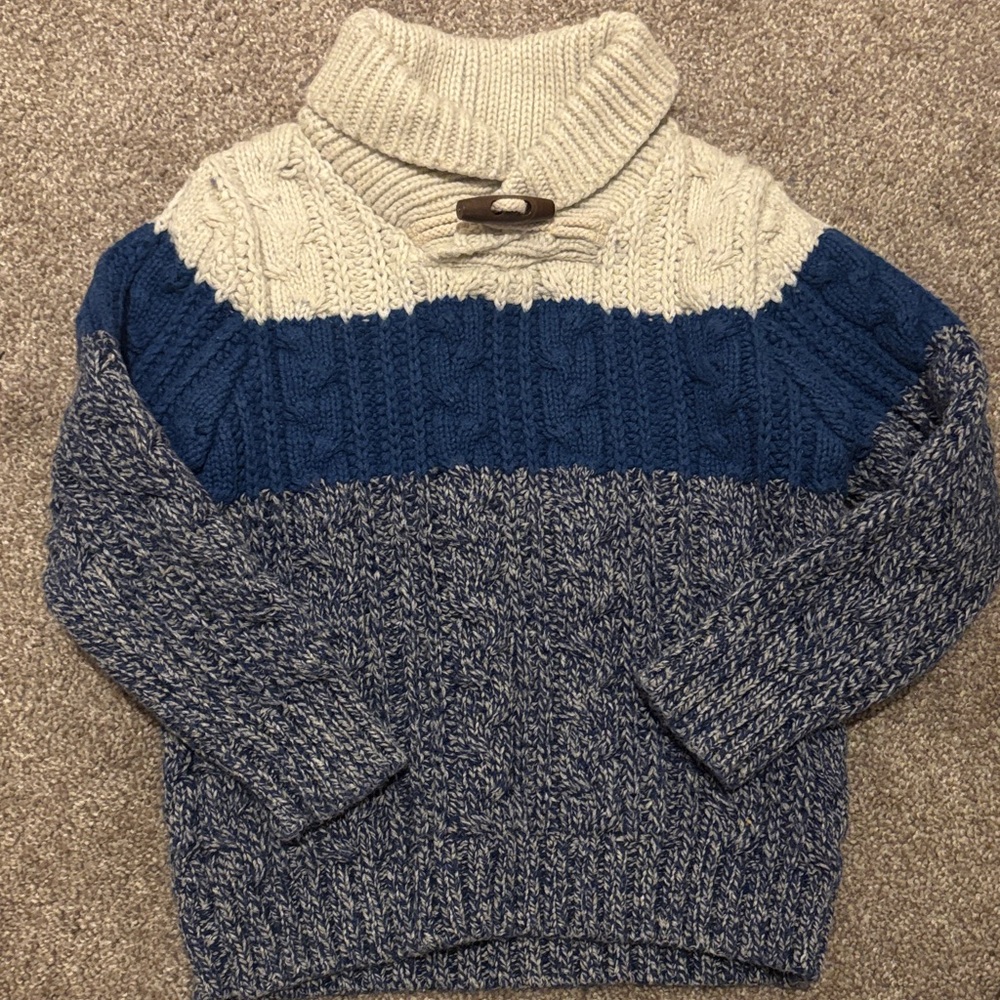 GAP kids Blue and Cream Cable Knit Sweater